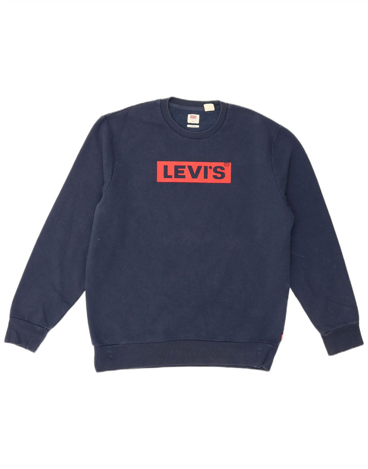 Levi's Herren-Sweatshirt mit Standard-Grafik, mittlere marineblaue Baumwolle