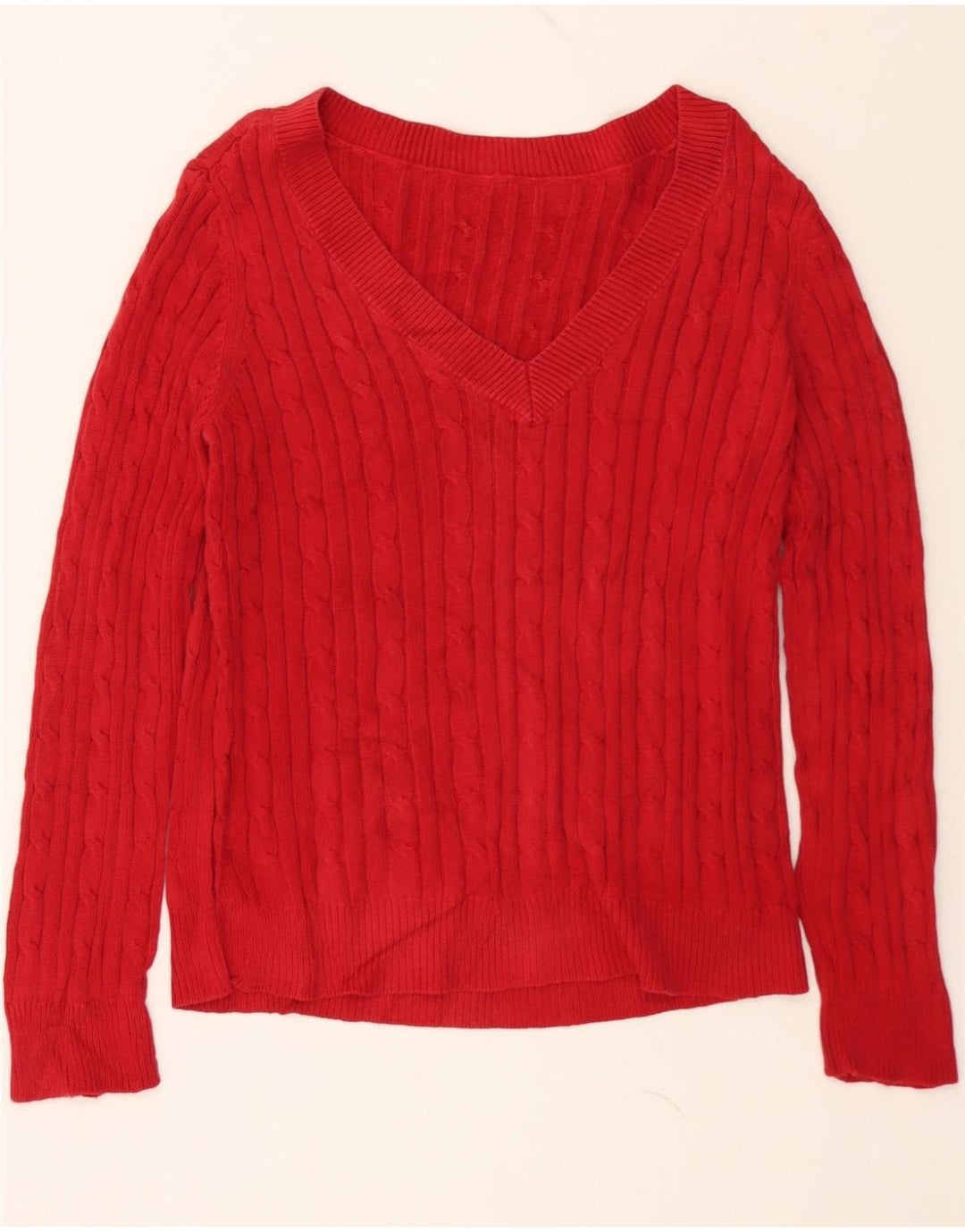 VINTAGE Mens V-Neck Jumper Sweater Small Red Vintage Vintage and Second-Hand Vintage from Messina Hembry 