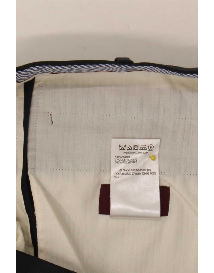 Gerade Herren-Anzughose von Marks & Spencer, W38, L31, marineblaue Wolle