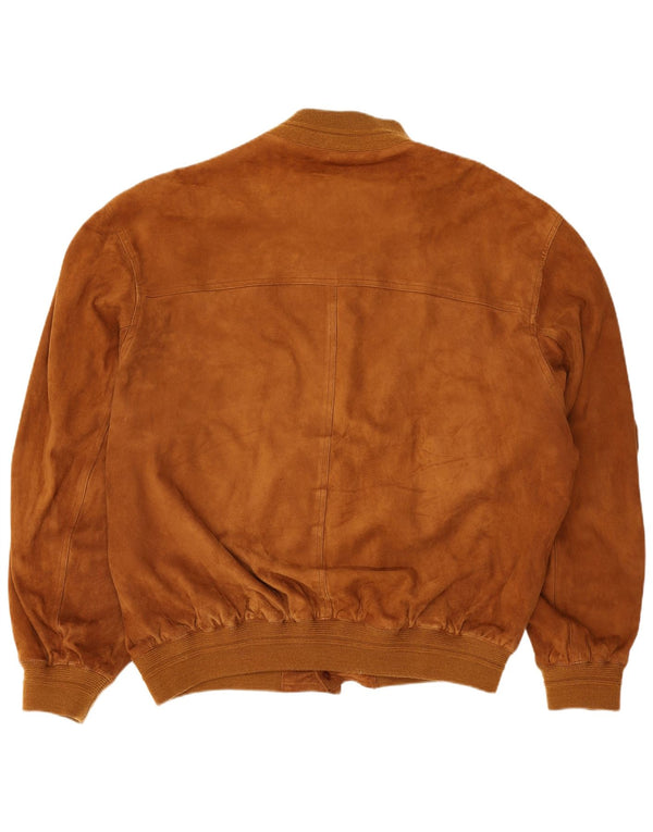 Vintage Herren Wildleder Bomberjacke IT 54 2XL Beige Leder