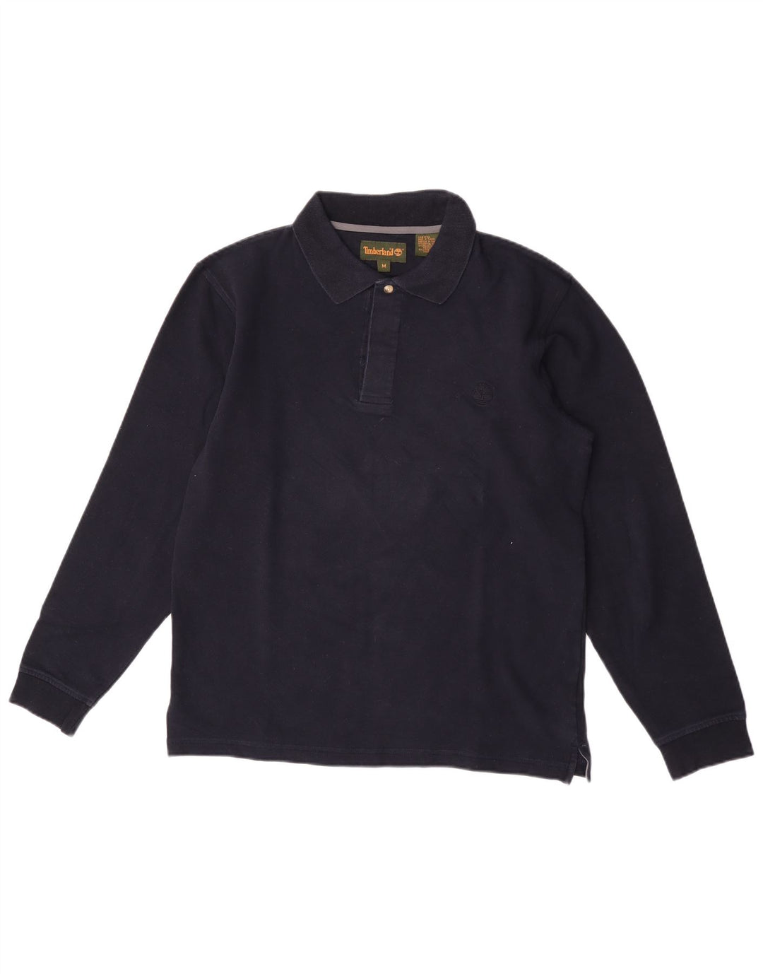 Timberland Herren-Langarm-Poloshirt aus mittlerer marineblauer Baumwolle
