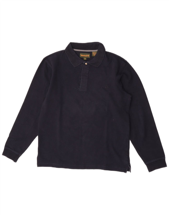 Timberland Herren-Langarm-Poloshirt aus mittlerer marineblauer Baumwolle