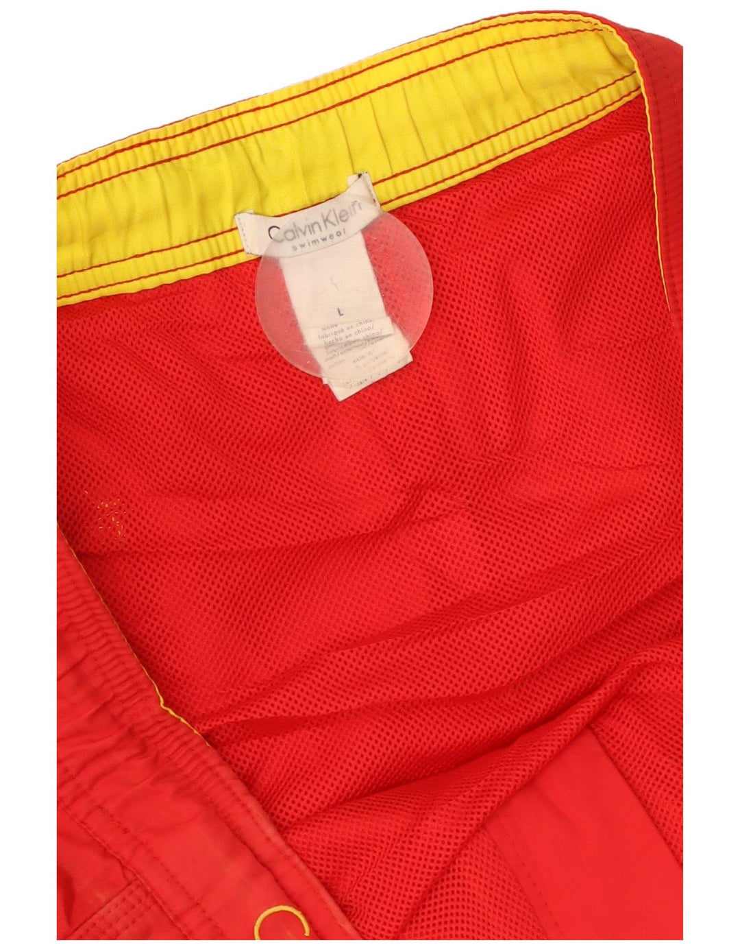 Calvin Klein Herren-Badeshorts mit Grafik, groß, rotes Farbblock-Polyester