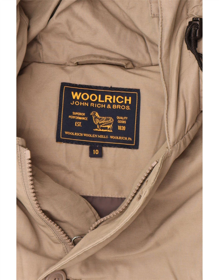 Woolrich Wattierte Jungenjacke mit Kapuze, 9–10 Jahre, graues Nylon