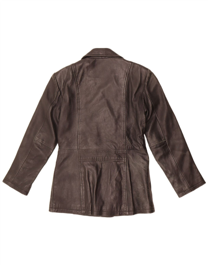 Vintage Damen Zweireihige Lederjacke UK 10 Kleines schwarzes Leder