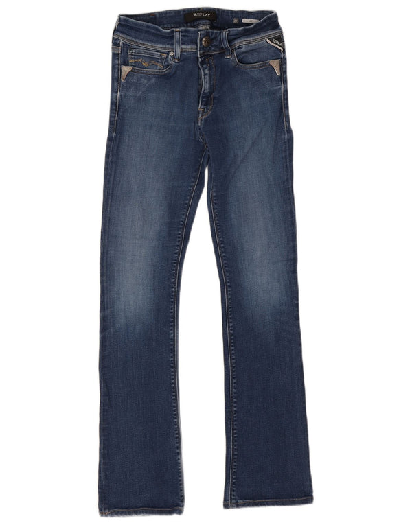 Replay Damen Luz Bootcut Jeans W27 L29 Blaue Baumwolle