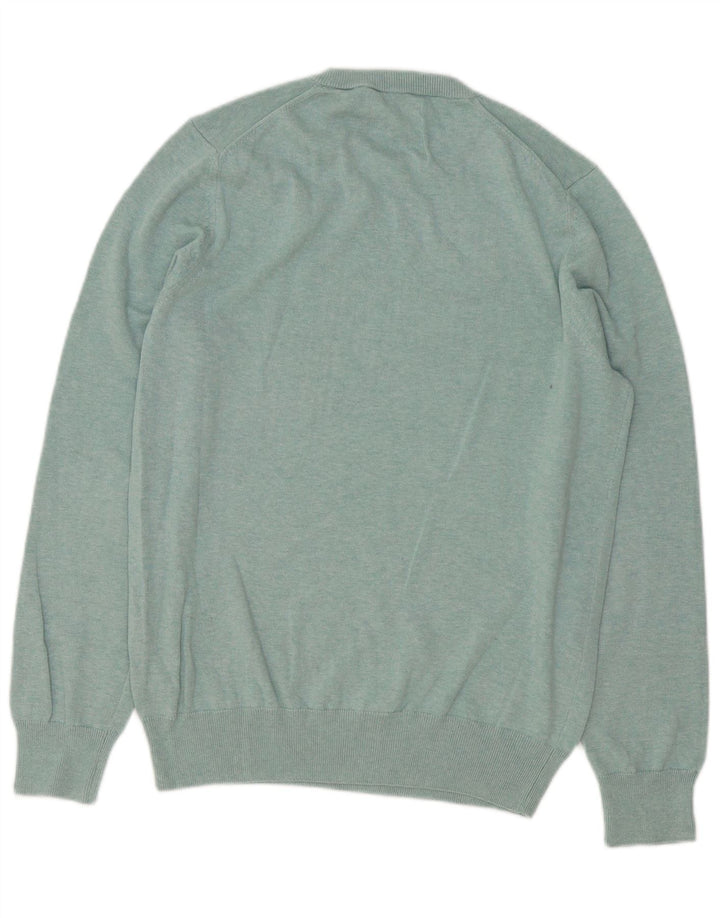 Marks & Spencer Herren-Pullover mit Rundhalsausschnitt, mittelblaue Baumwolle