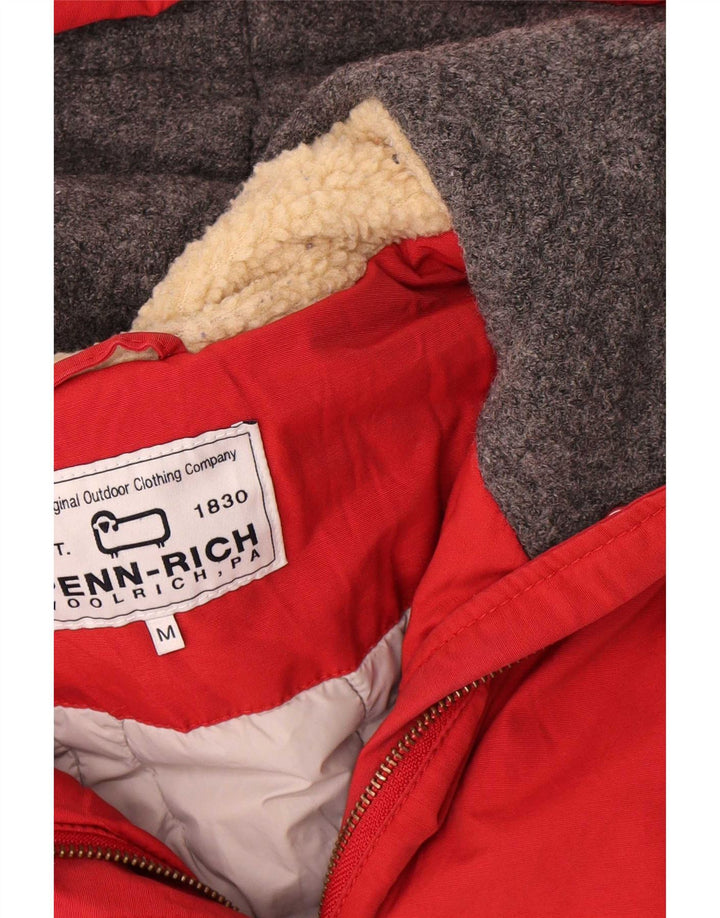 Woolrich Damen-Parkajacke mit Kapuze, UK 14, mittelrote Baumwolle