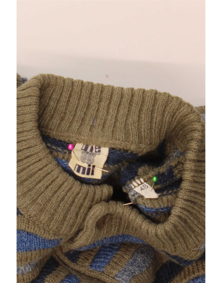 Vintage Herren-Pullover mit Knopfkragen, IT 48, mittelmehrfarbig gestreift