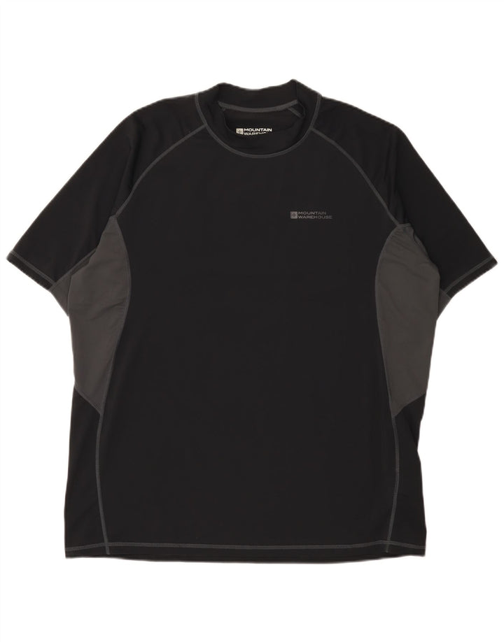 Mountain Warehouse Herren-T-Shirt-Oberteil XL, schwarzes Colourblock-Nylon
