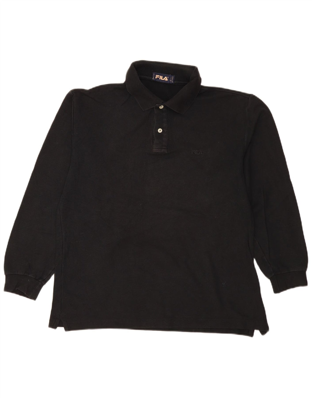 Fila Herren Langarm-Poloshirt IT 50 Mittelschwarze Baumwolle