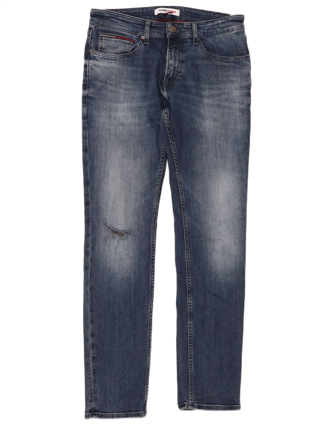 TOMMY HILFIGER Herren Distressed Slim Jeans W31 L32 Blaue Baumwolle