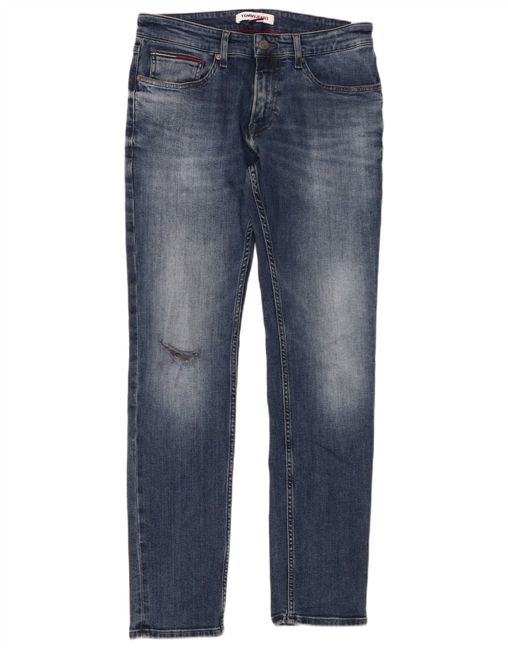TOMMY HILFIGER Herren Distressed Slim Jeans W31 L32 Blaue Baumwolle