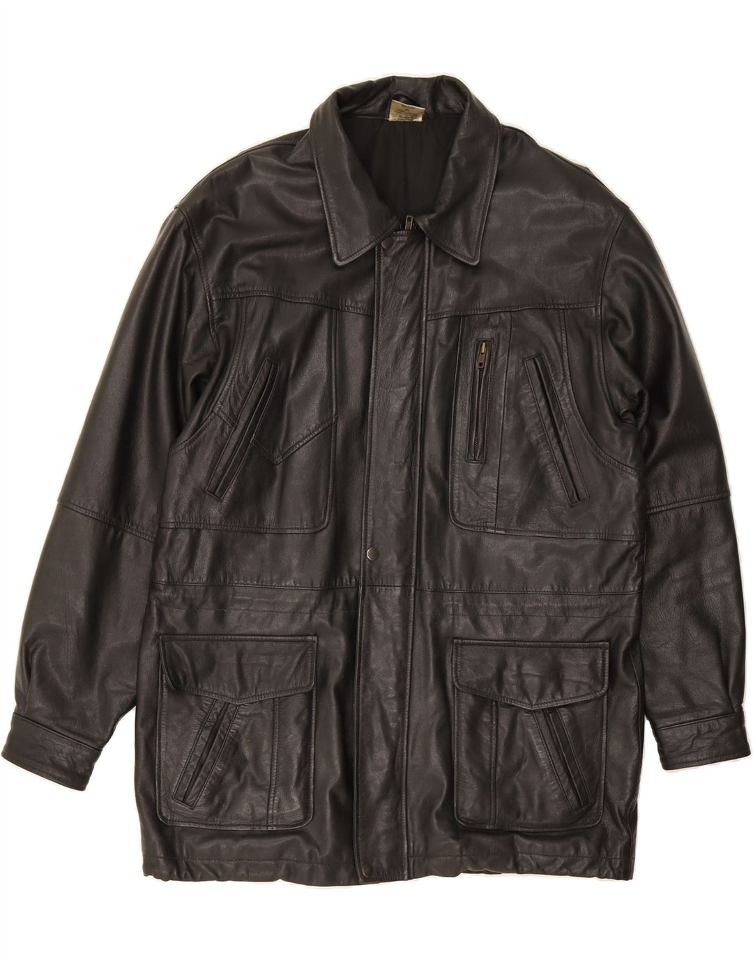 VINTAGE Mens Leather Jacket UK 38 Medium Black Leather Vintage Vintage and Second-Hand Vintage from Messina Hembry 