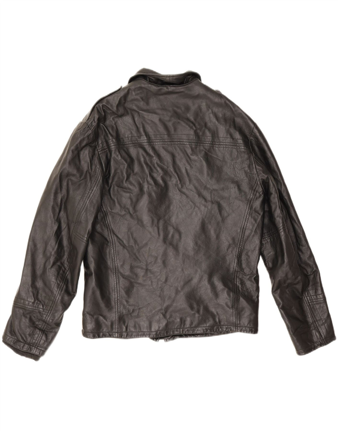 Conbipel Herren Militärlederjacke IT 48 Mittelschwarzes Leder