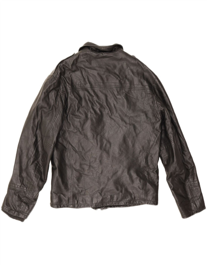 Conbipel Herren Militärlederjacke IT 48 Mittelschwarzes Leder