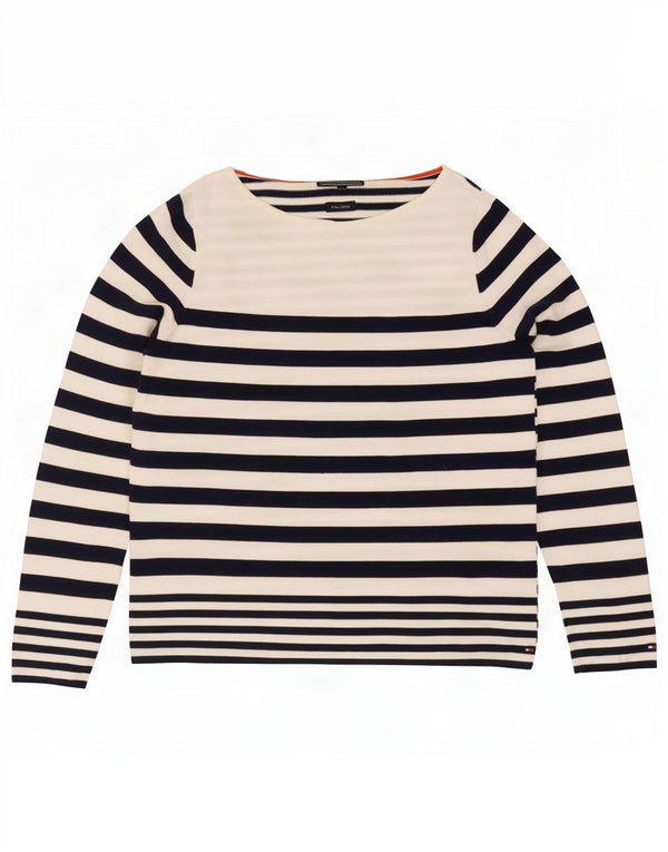Tommy Hilfiger Damen-Pullover mit U-Boot-Ausschnitt, Gr. 10, Größe S, weiß, nautisch