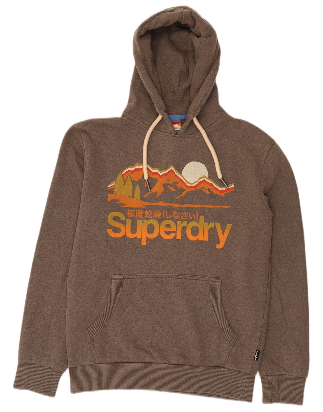 Superdry Herren-Kapuzenpullover mit Grafik, Größe S, braune Baumwolle