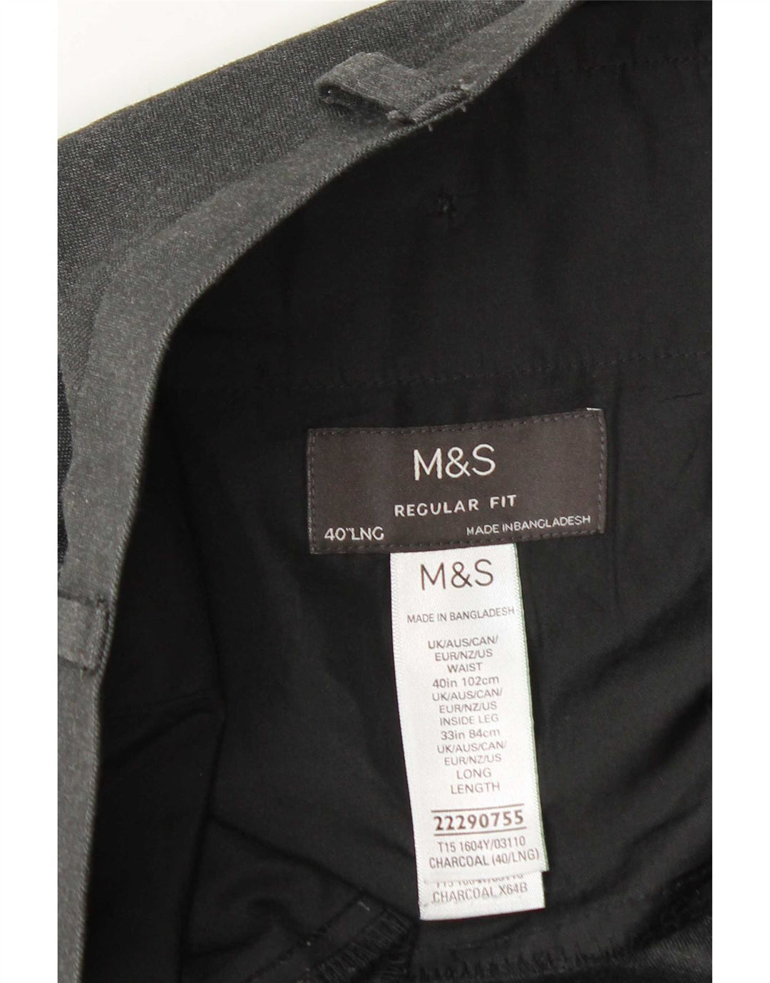 Marks & Spencer Herren-Chinohose, normal, W40, L33, Grau, Polyester