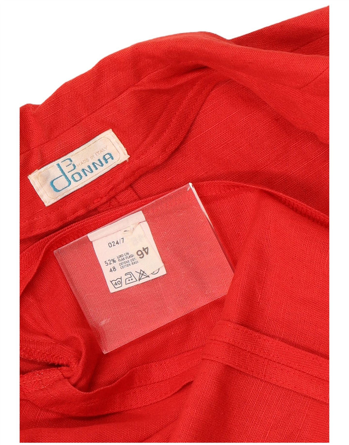 Vintage Damen Zweireiher Blazer Jacke IT 46 Großes rotes Leinen