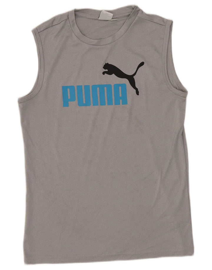Puma Boys Graphic Vest Top 10-11 Jahre Mittelgraues Polyester