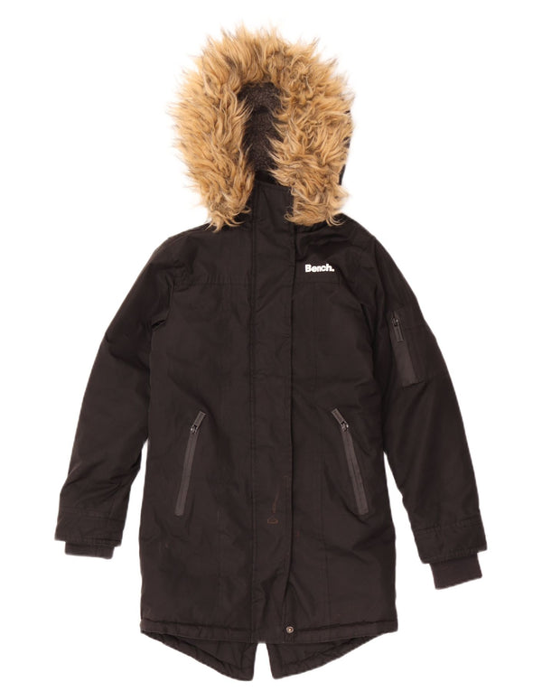 Bench Mädchen-Parka mit Kapuze, 7–8 Jahre, schwarzes Polyester