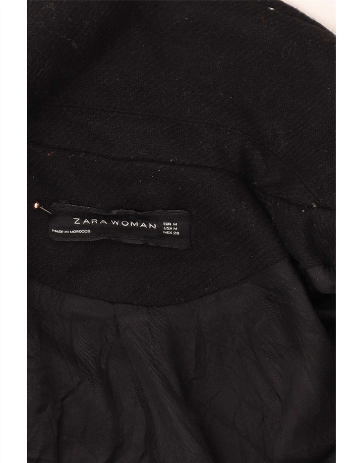 Zara Damen Mantel UK 14 Mittelschwarze Wolle