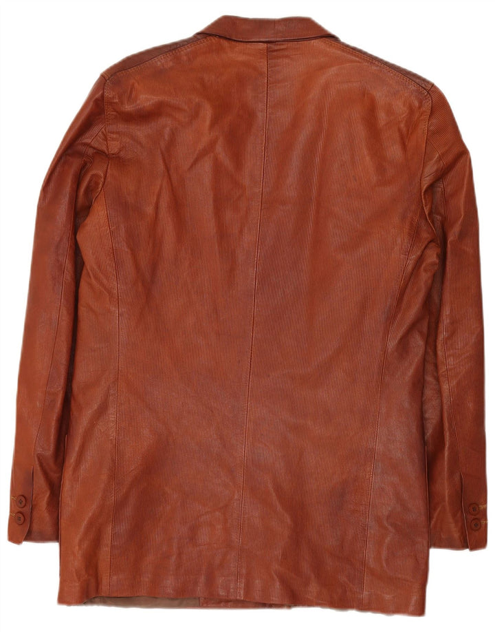 Reporter Herren-Zweireiher-Blazer IT 48 Mittelbraunes Leder