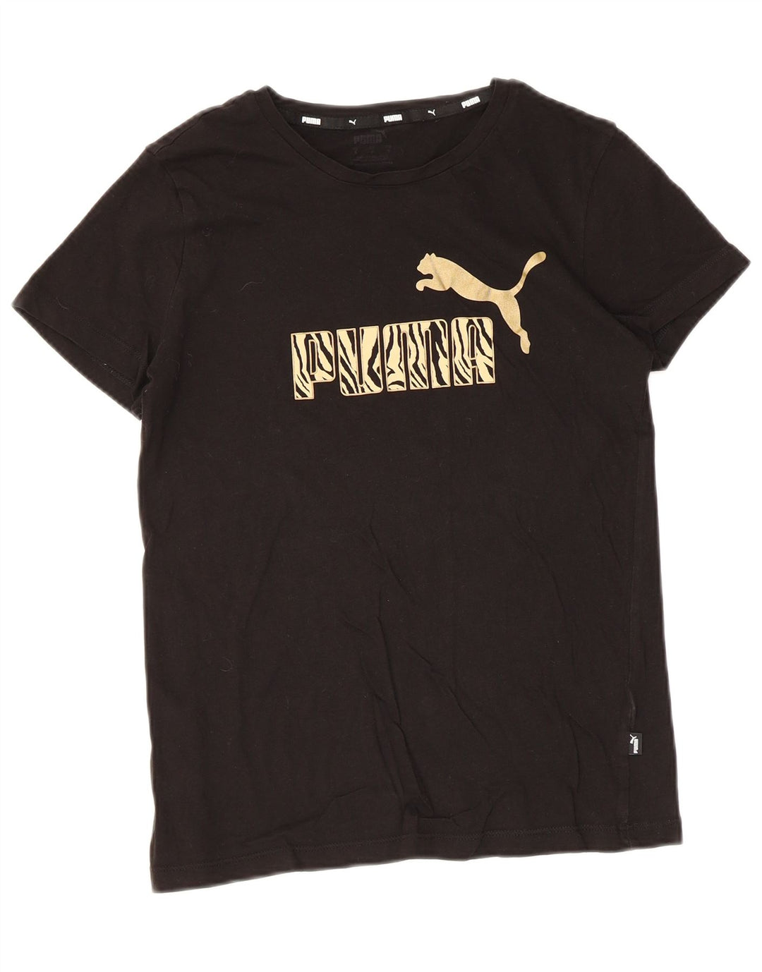 Puma Damen Grafik T-Shirt Top UK 10 Small Schwarz