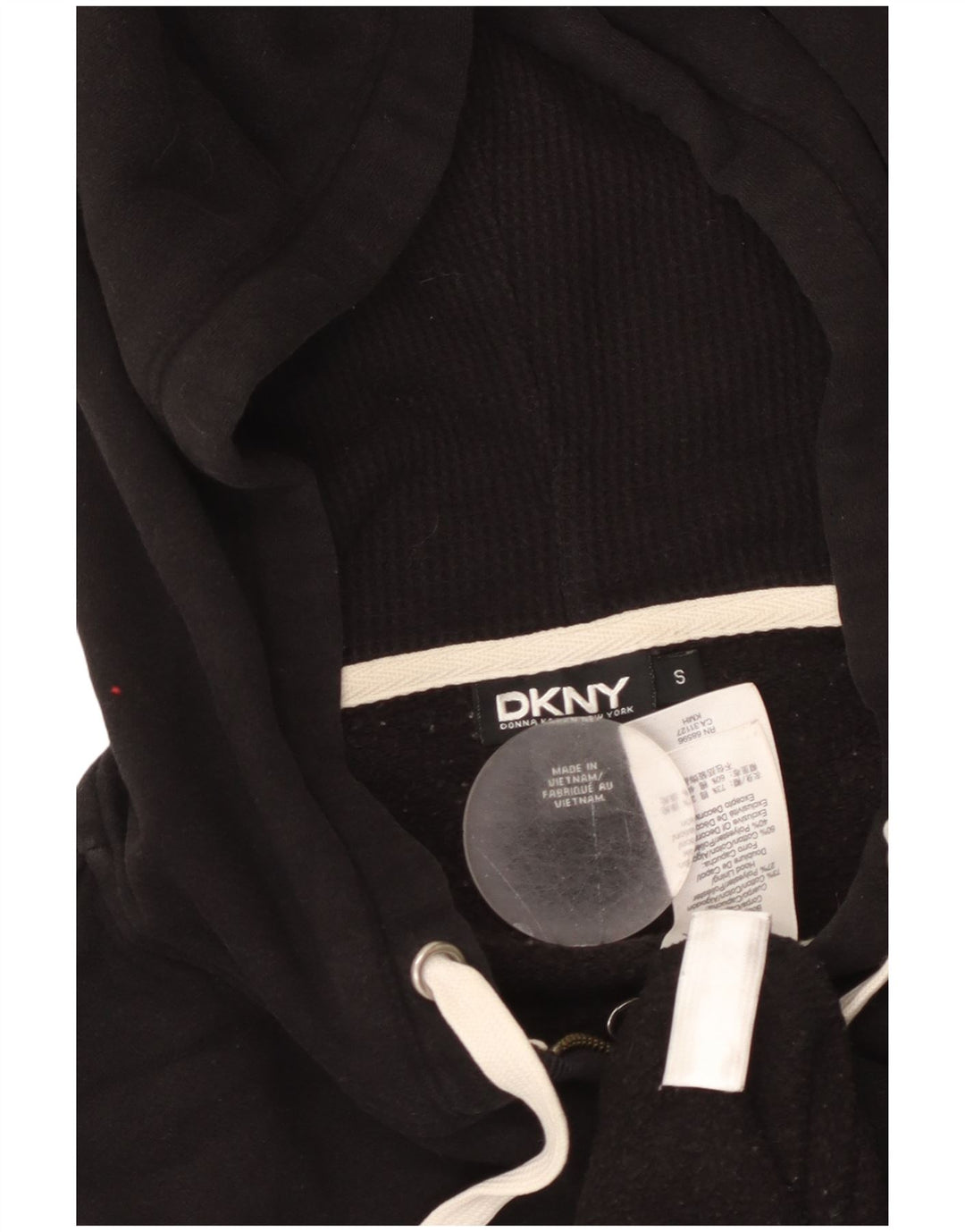 Dkny Womens New York Graphic Zip Hoodie Pullover UK 10 Small Schwarz Baumwolle