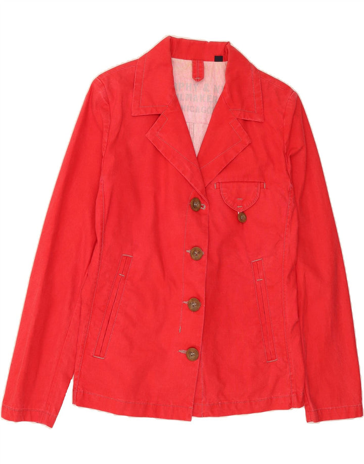 MURPHY & NYE Womens 4 Button Blazer Jacket UK 16 Large Red Cotton Vintage Murphy & Nye and Second-Hand Murphy & Nye from Messina Hembry 