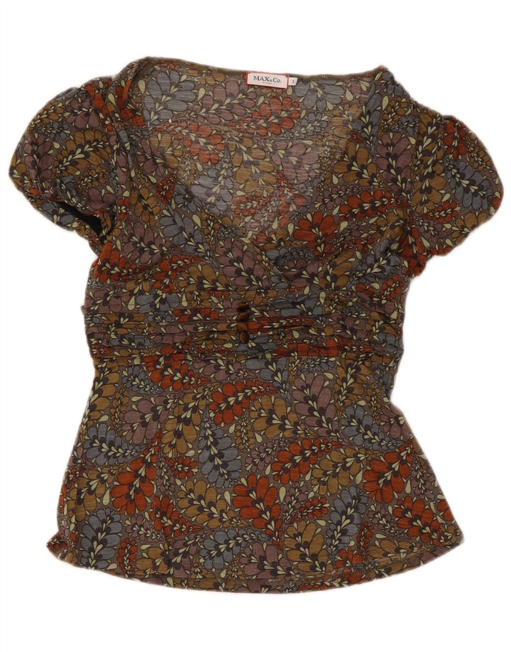 Max & Co. Damen-Blusenoberteil, Gr. 8, klein, mehrfarbig, mit Blumenmuster