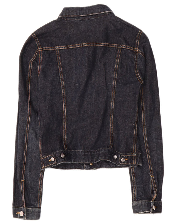 Diesel Damen Crop Denim Jacke UK 10 Small Marineblau Flachs