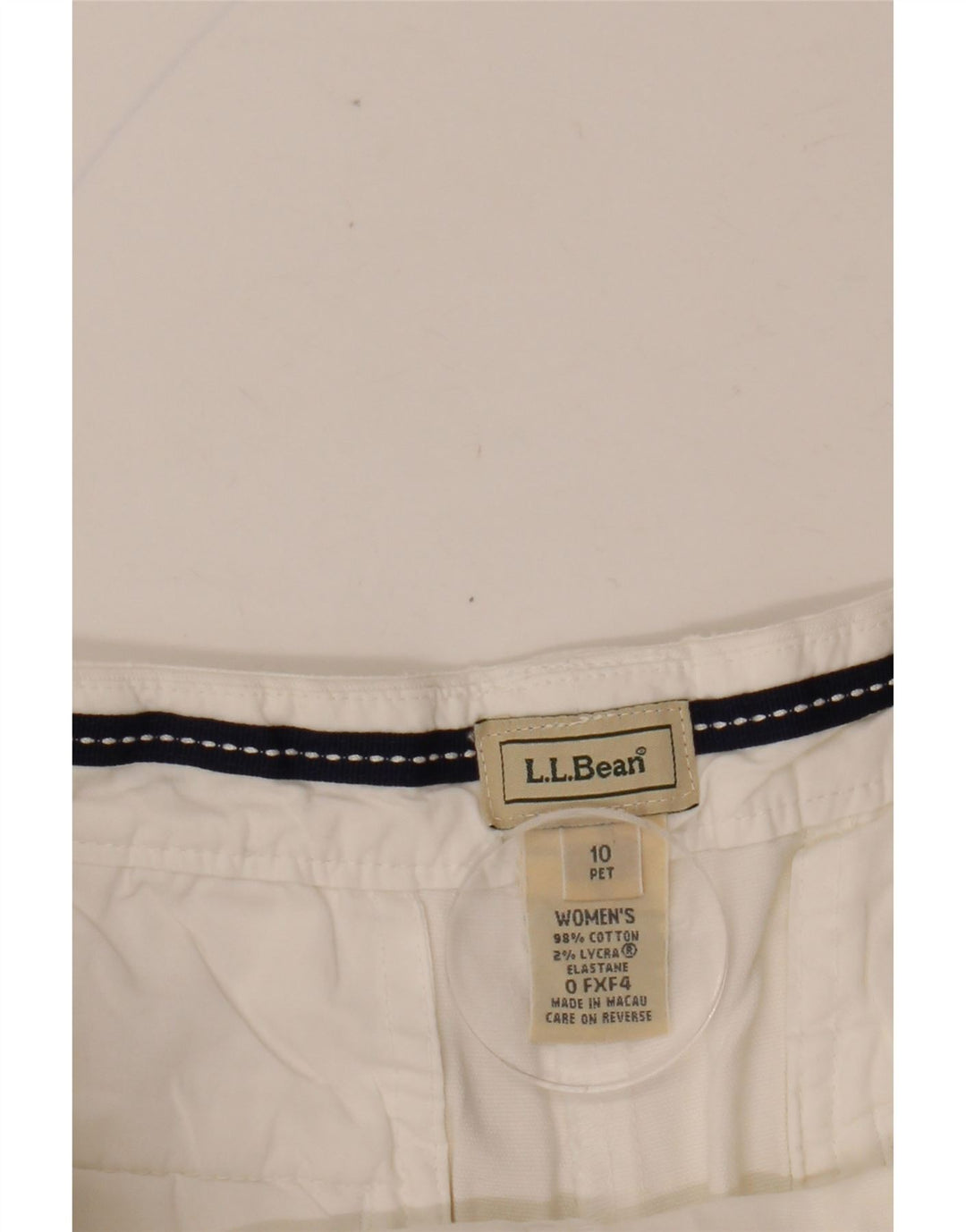 L.L.BEAN Damen-Chinoshorts mit mittelhohem Bund, US 10, Größe L, W30, weiße Baumwolle