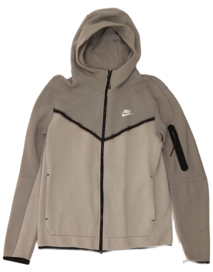 Nike Herren-Kapuzenpullover mit Reißverschluss, mittelgraue Colourblock-Baumwolle