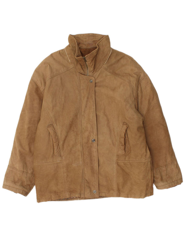 Vintage Damen Übergroße Lederjacke IT 46 Großes Beige Leder