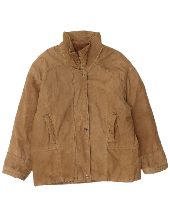 Vintage Damen Übergroße Lederjacke IT 46 Großes Beige Leder