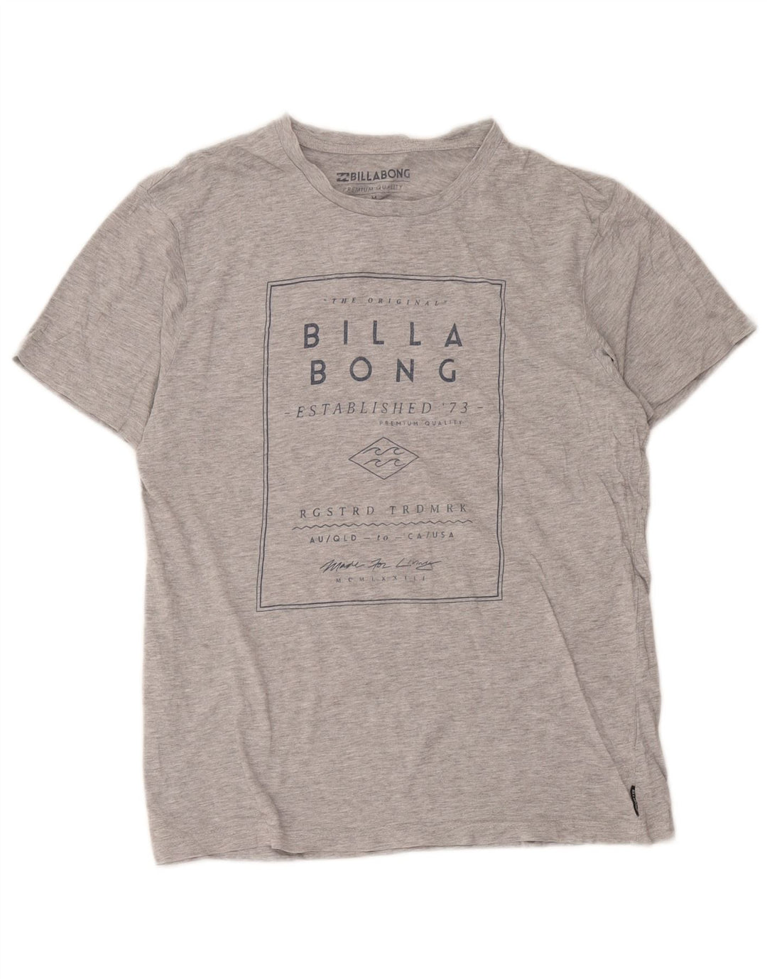 Billabong Herren Grafik-T-Shirt-Oberteil aus mittelgrau gesprenkelter Baumwolle