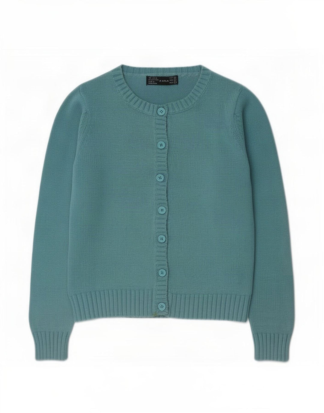 Zara Damen-Cardigan-Pullover UK 12 Mittelblaue Baumwolle