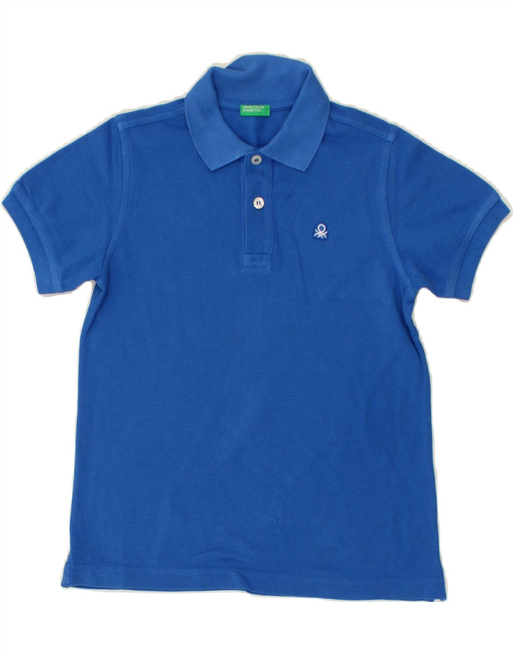 BENETTON Boys Polo Shirt 7-8 Years Medium Blue Cotton Vintage Benetton and Second-Hand Benetton from Messina Hembry 