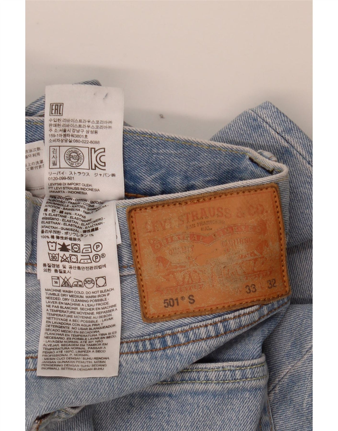 Levi's Herren 501 Straight Jeans W33 L32 Blaue Baumwolle