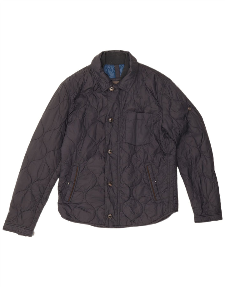 Massimo Dutti Herren Steppjacke UK 40 Großes marineblaues Nylon