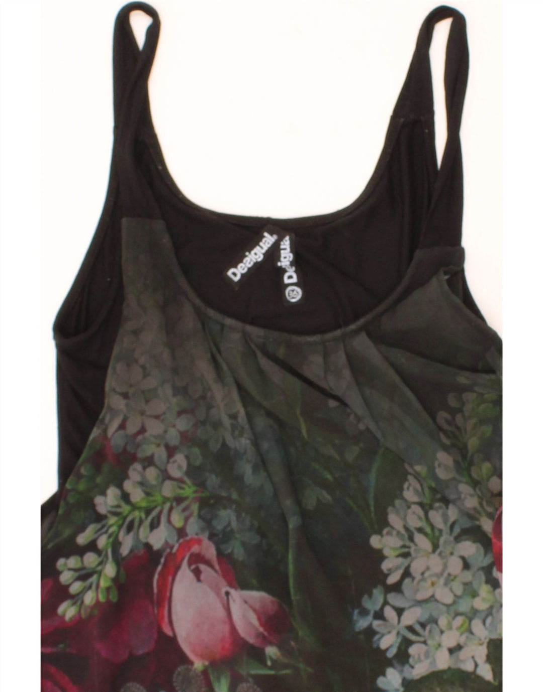 DESIGUAL Womens Sleeveless Shift Dress EU 36 Small Black Floral Polyester Vintage Desigual and Second-Hand Desigual from Messina Hembry 