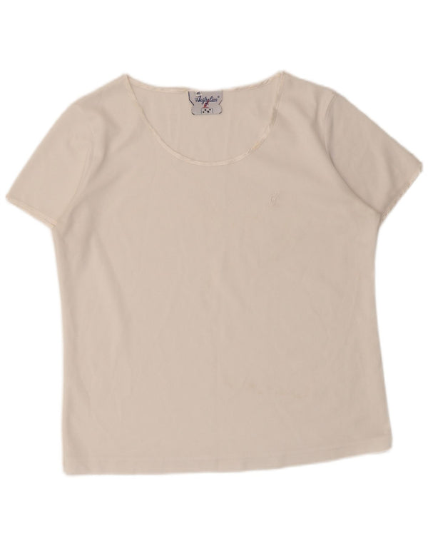AUSTRALIAN L'ALPINA Damen T-Shirt Top IT 46 Large Weiß Polyester