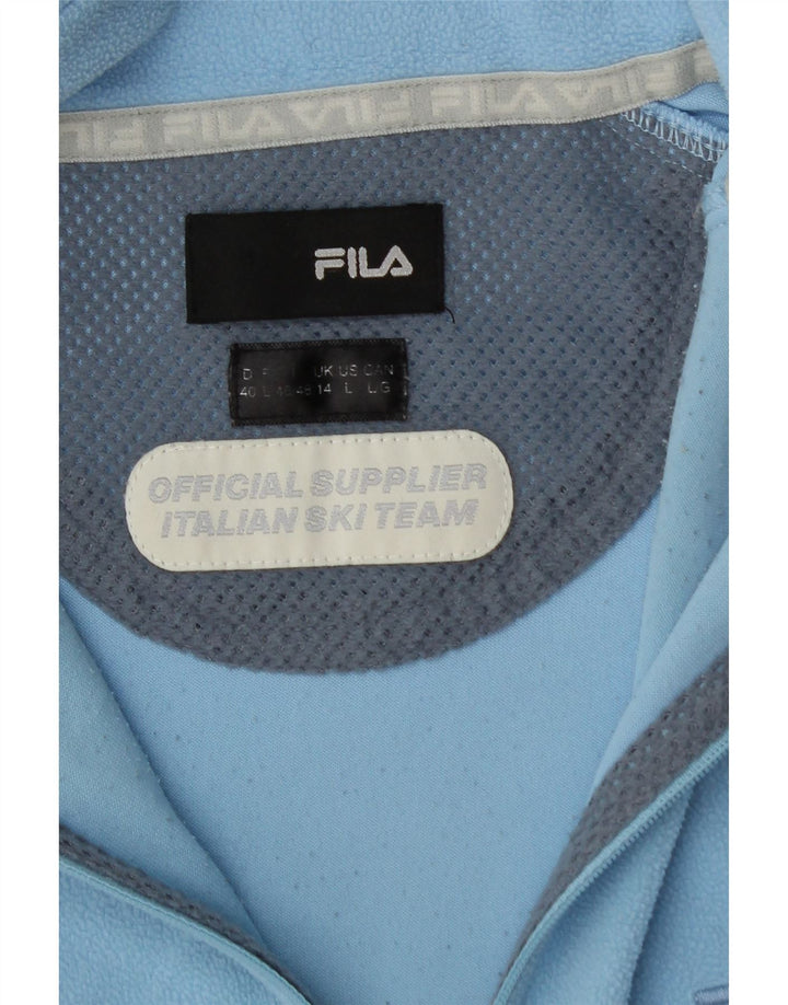 FILA Womens Zip Neck Fleece Jumper UK 14 Large Blue Polyester
