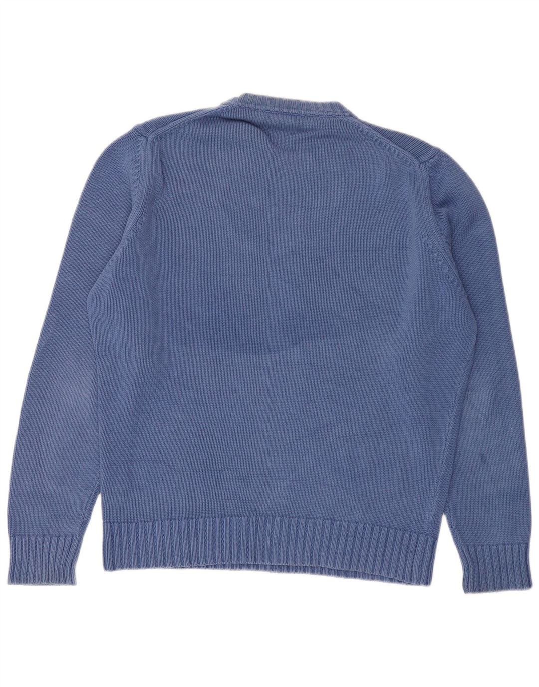 Zara Herren-Pullover mit Rundhalsausschnitt, mittelblaue Baumwolle
