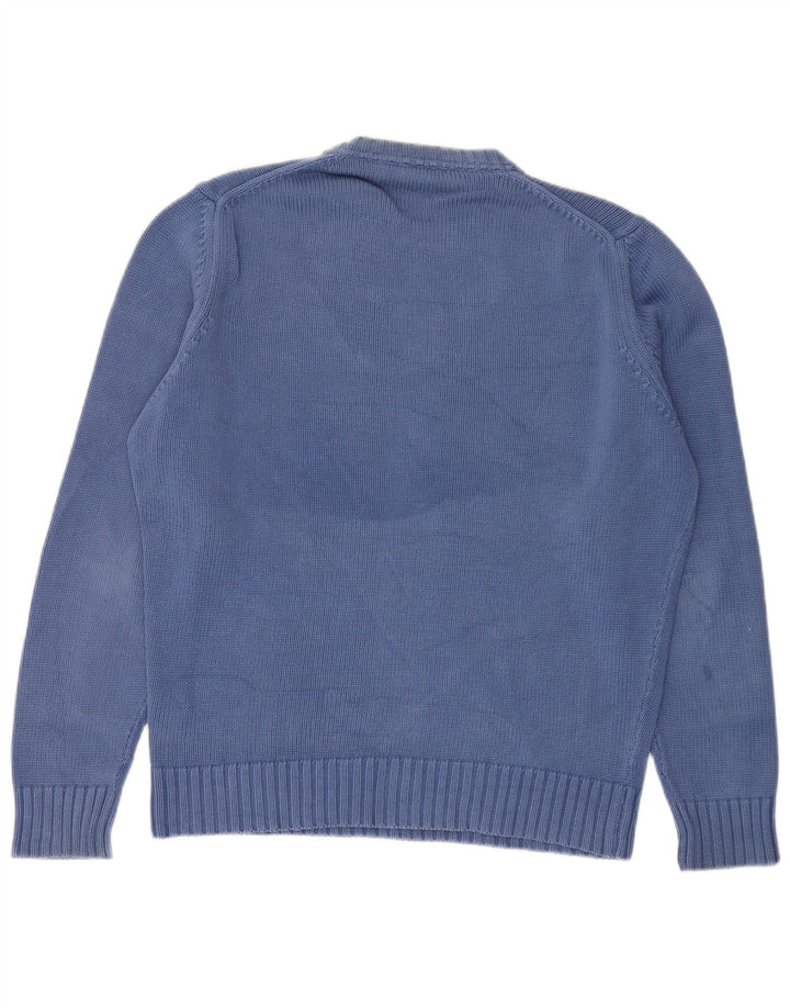 Zara Herren-Pullover mit Rundhalsausschnitt, mittelblaue Baumwolle