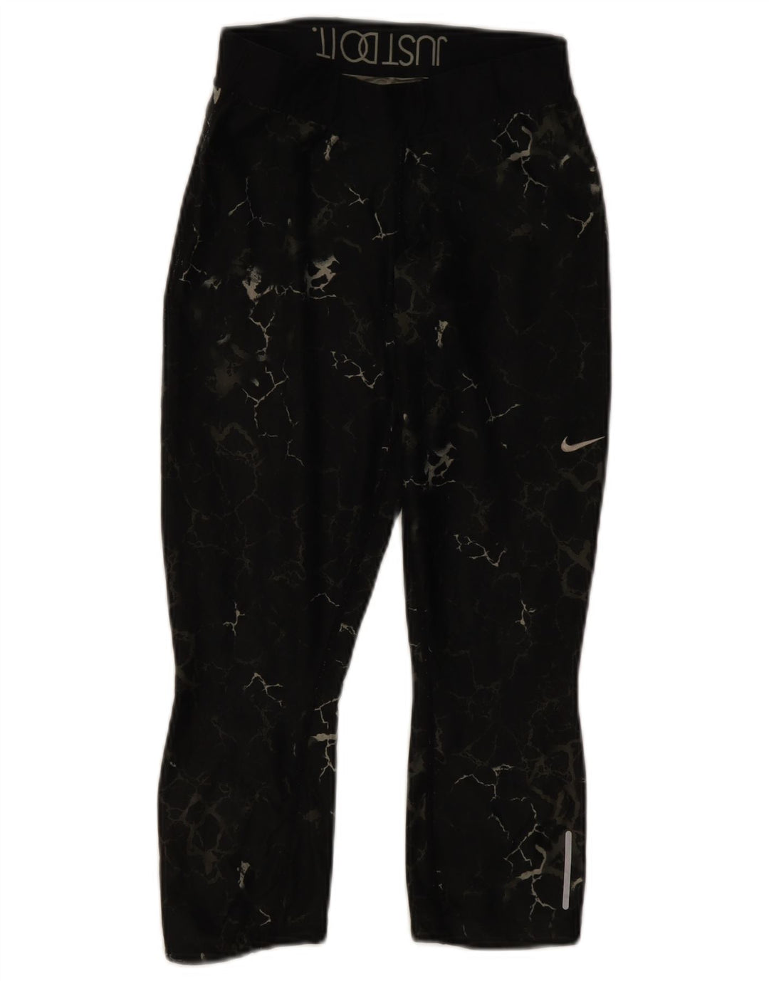 NIKE Womens Abstract Pattern Capri Leggings UK 10 Small  Black Sports