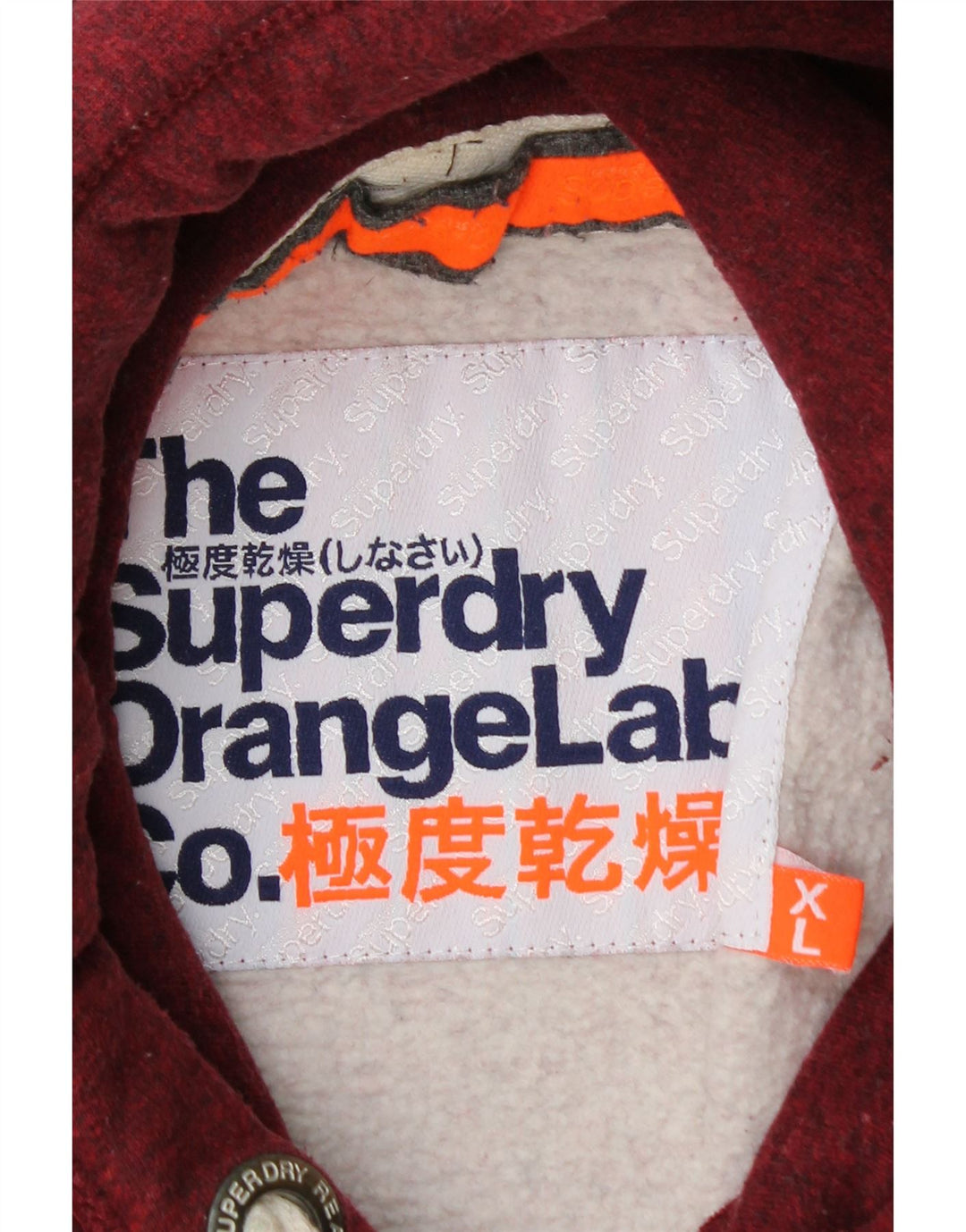 SUPERDRY Herren Kapuzenpullover XL Burgunderrot aus Baumwolle
