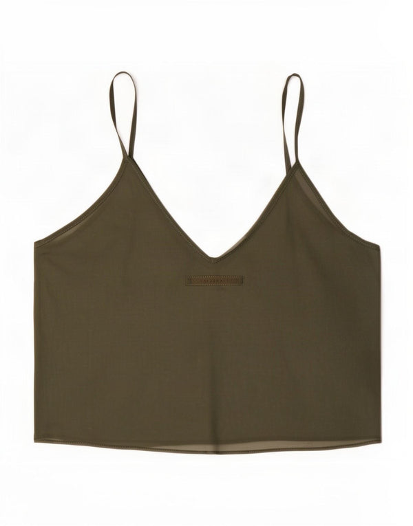 Zara Damen Durchsichtiges Crop Top UK 12 Medium Khaki